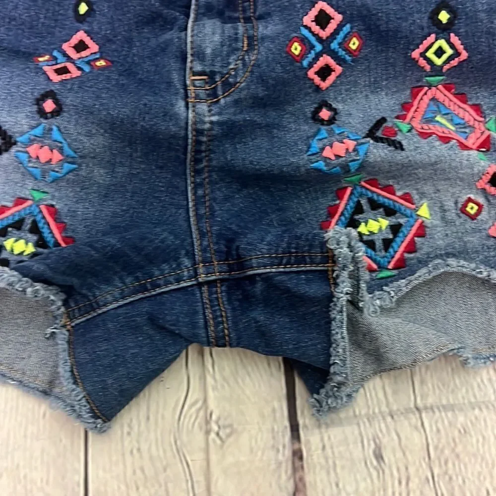 Justice Embroidered Denim Shorts Girls 16.5